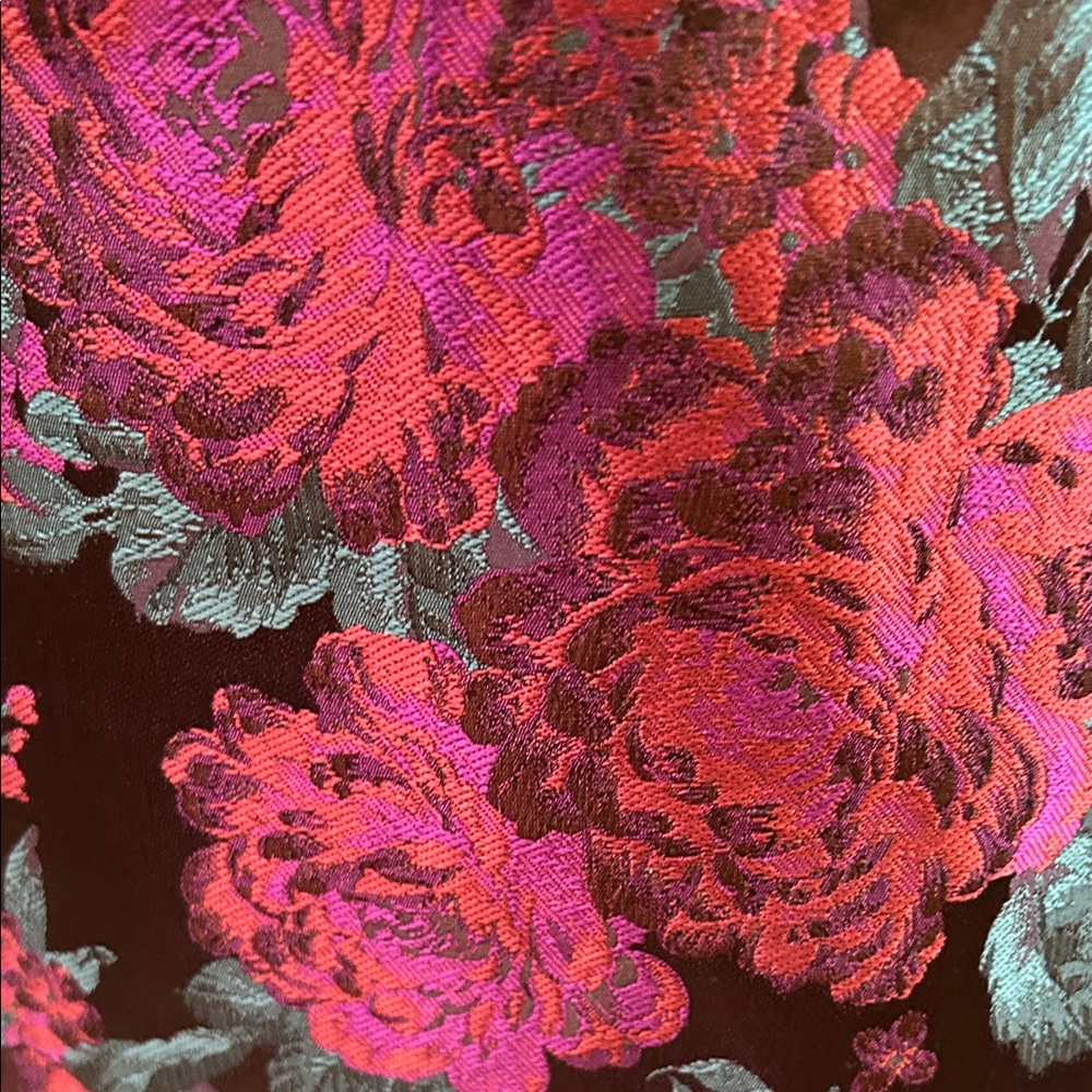 Adrianna Papell Floral Black Dress with Cap Sleeves Size 6 - Picture 3 of 7